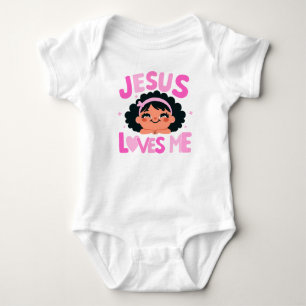 Pink "Jesus Loves Me" Design Baby Bodysuit