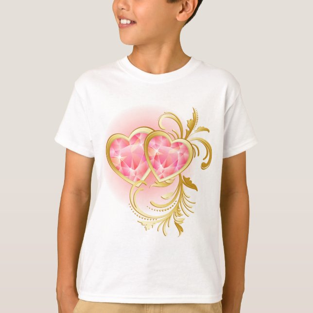 Pink Jewel Hearts T-Shirt (Front)