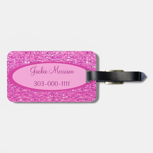 Pink Jewel Luggage Tag (Back Horizontal)