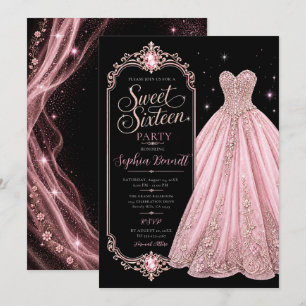 Pink Jewel Sweet 16 Birthday Dress Invitation