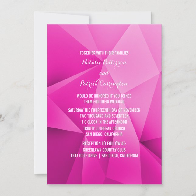 Pink Jewel Tones Wedding Invitation (Front)