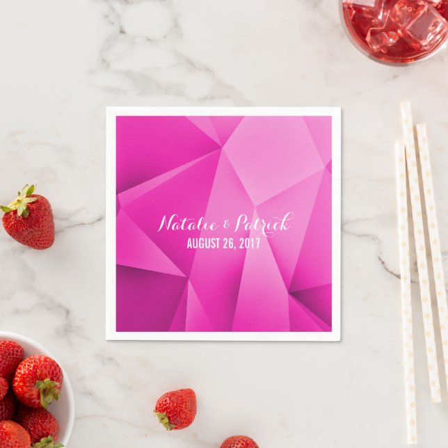 Pink Jewel Tones Wedding Paper Napkins (Insitu)