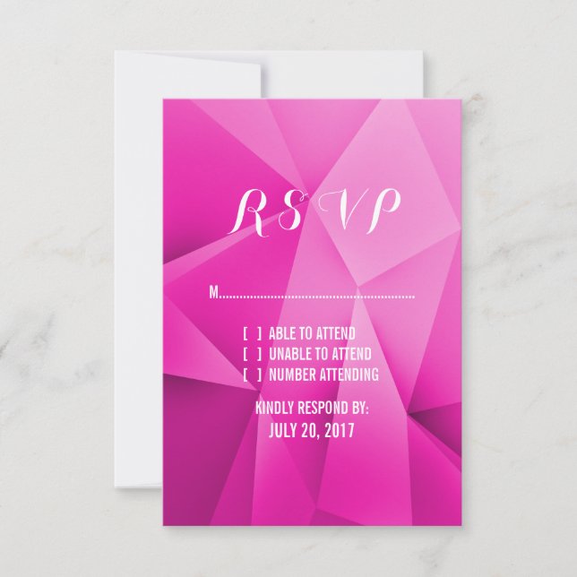 Pink Jewel Tones Wedding RSVP Card (Front)