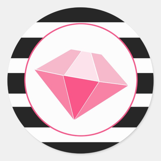 Pink Jewel With Black & White Stripes Sticker (Front)