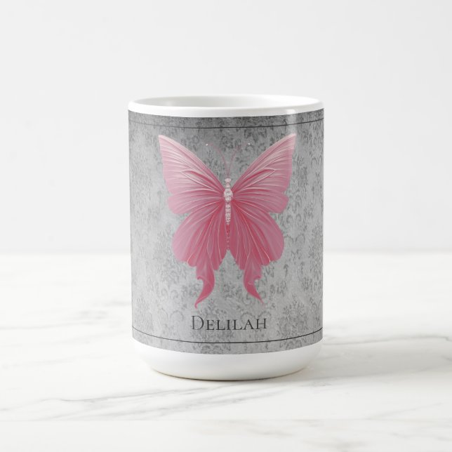 Pink Jewelled Butterfly Coffee Mug (Center)