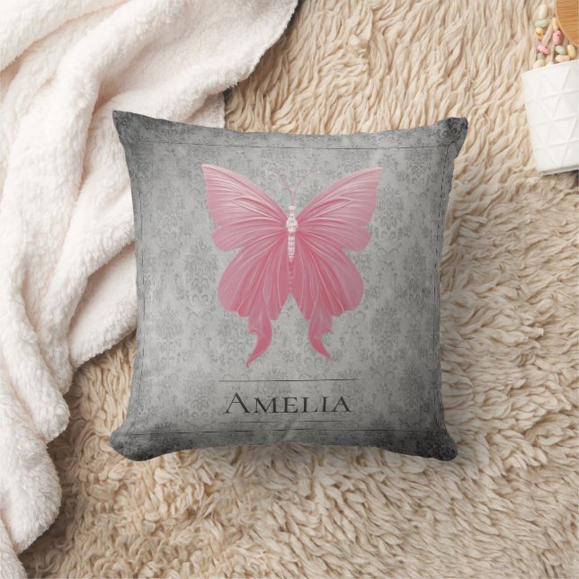 Pink Jewelled Butterfly Cushion (Blanket)