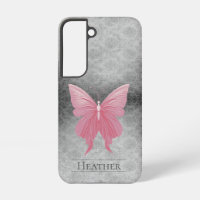 Pink Jewelled Butterfly Damask