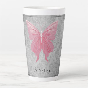 Pink Jewelled Butterfly Latte Mug