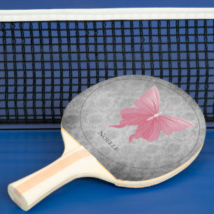 Pink Jewelled Butterfly Ping Pong Paddle