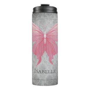 Pink Jewelled Butterfly Thermal Tumbler