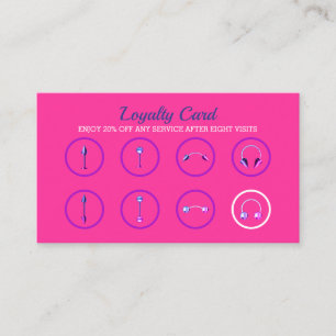 Pink Jewellery Neon Stylish Body Piercing Loyalty Card