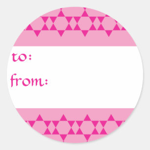 Pink Jewish Stars Gift Tags