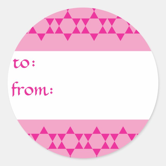 Pink Jewish Stars Gift Tags (Front)
