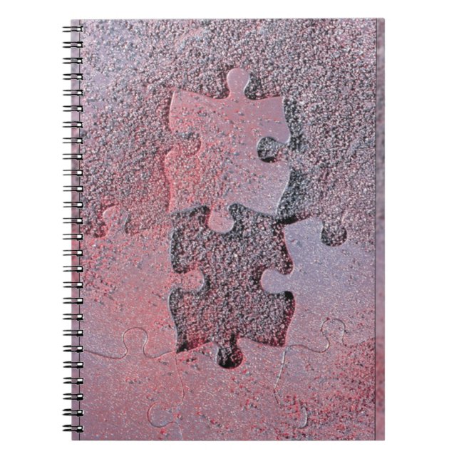 Pink Jigsaw Puzzle for Autism Awareness Month Notebook (Front)