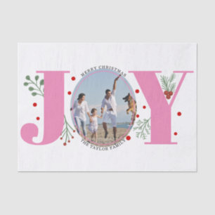 Pink Joy with berries Christmas photo Tissue Paper