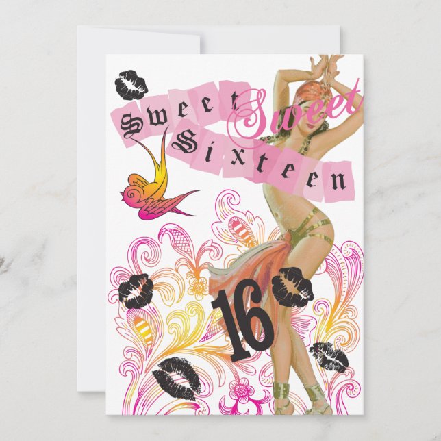 Pink Juicy Look Fashion Sweet Sixteen Invitation (Front)
