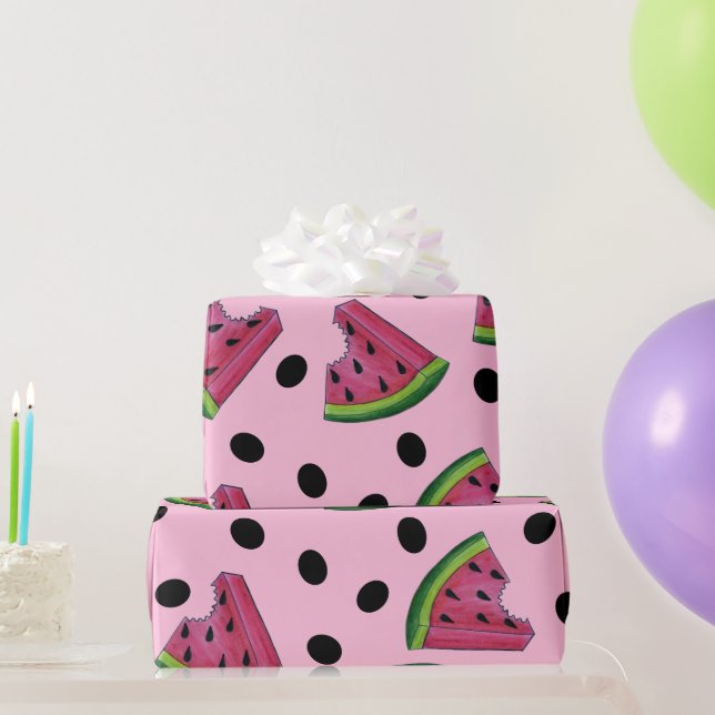 Pink Juicy Watermelon Wedge Seeds Fruit Wrapping Paper (Party Gifts)