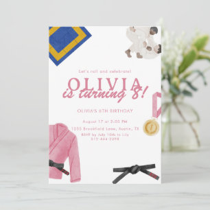 Pink Jujitsu Birthday Girl Martial Arts Invitation