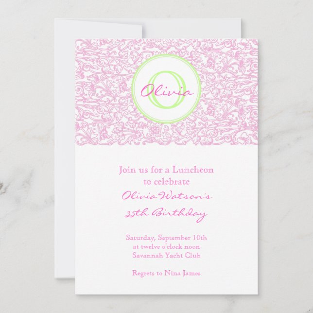 Pink Julep Scroll Invitation (Front)