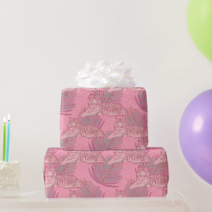 Pink Jungle Tiger Pattern Wrapping Paper