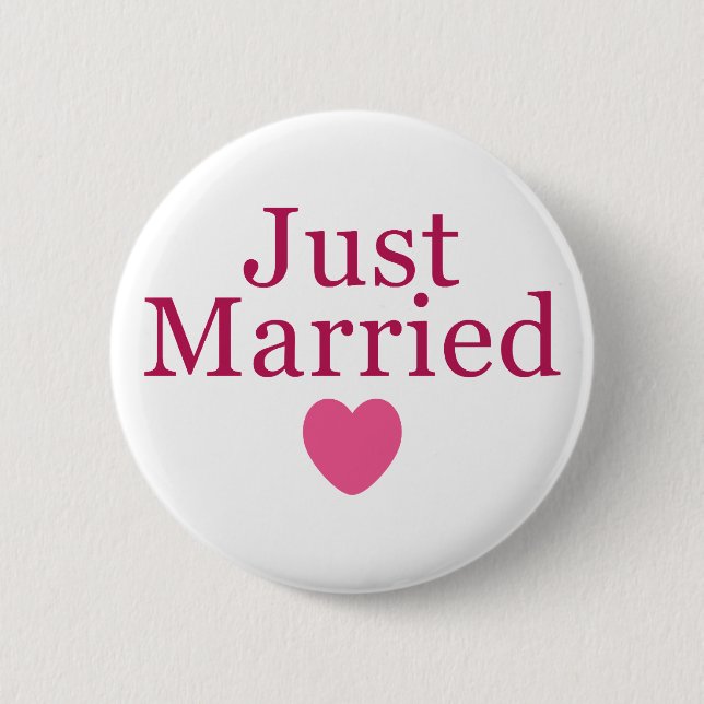 Pink Just Married 6 Cm Round Badge (Front)