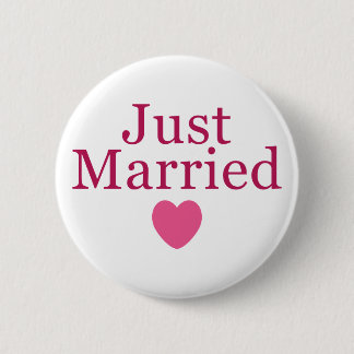 Pink Just Married 6 Cm Round Badge