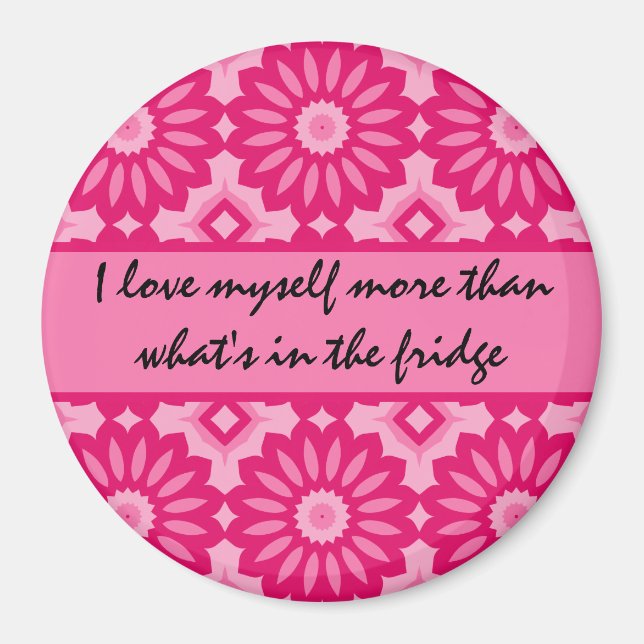Pink kaleidoscope dieting loving affirmation magnet (Front)