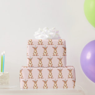 Pink Kangaroo Birthday Party Gift Wrapping Paper