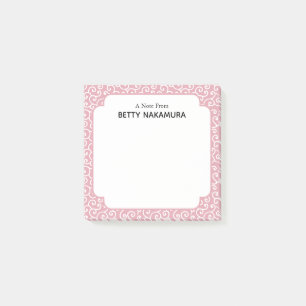 Pink Karakusa Japanese Vine Pattern Post-it Notes