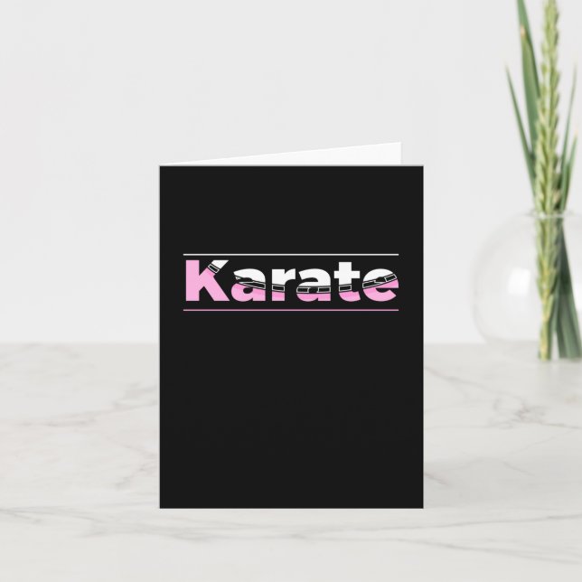Pink Karate Martial Arts Modern Typography Card (Front)