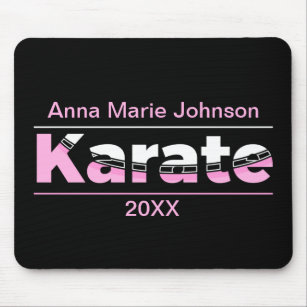 Pink Karate Martial Arts Modern Typography Mouse Mat