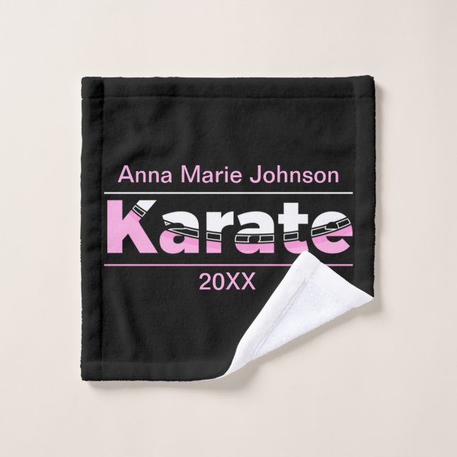 Pink Karate Martial Arts Modern Typography Wash Cloth (Wash Cloth)