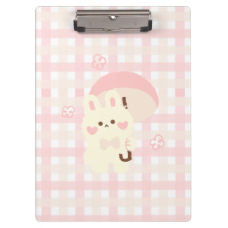 pink kawai rabbit clipboard