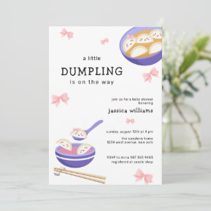 Pink Kawaii Bow Bao Dumpling Girl Baby Shower  Invitation