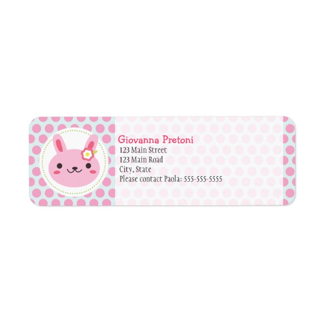Pink Kawaii Bunny and Polka Dots (Front)