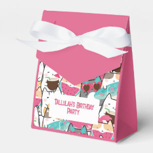 Pink Kawaii Cats Pool Birthday Party  Favour Box