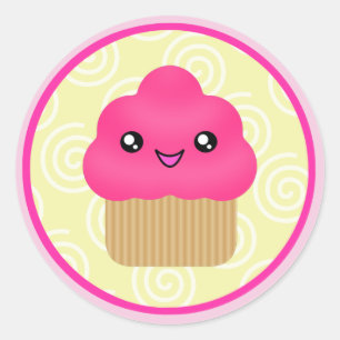Pink Kawaii Cupcake Stickers