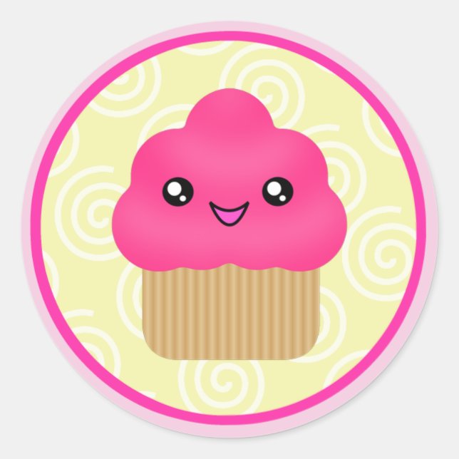 Pink Kawaii Cupcake Stickers (Front)