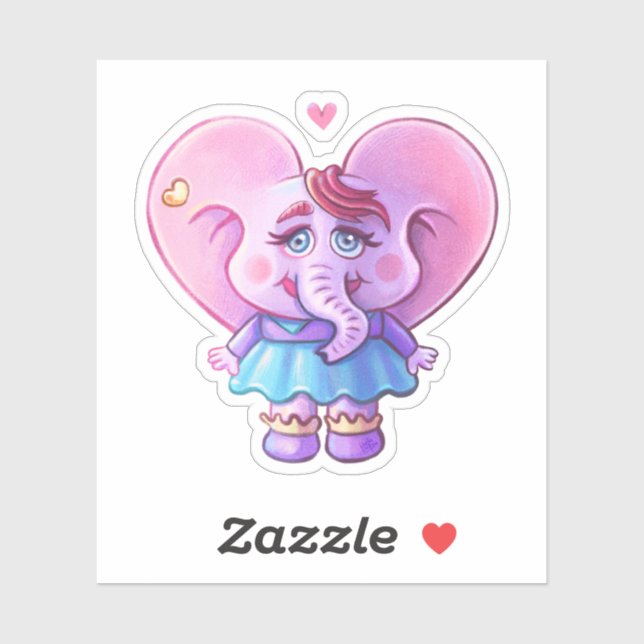 Pink Kawaii Elephant girl In Love (Sheet)