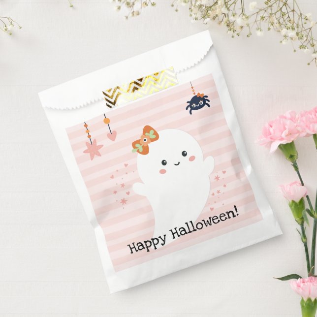 Pink Kawaii Ghost Halloween Party Favour Bags (Sealed)