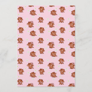 Pink Kawaii Highland Cows Seamless Pattern Invitation