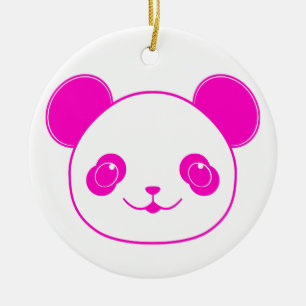 Pink Kawaii Panda Bear Ceramic Tree Decoration