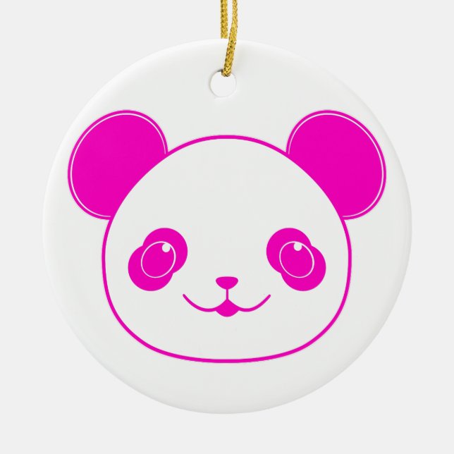 Pink Kawaii Panda Bear Ceramic Tree Decoration (Front)