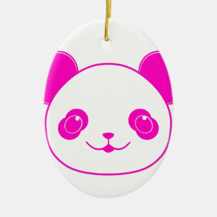 Pink Kawaii Panda Bear Ceramic Tree Decoration