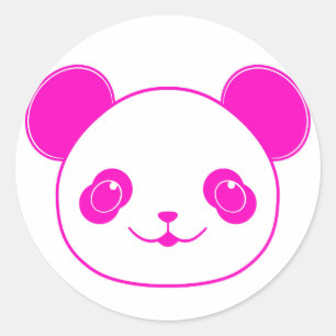 Pink Kawaii Panda Bear Classic Round Sticker