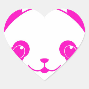 Pink Kawaii Panda Bear Heart Sticker