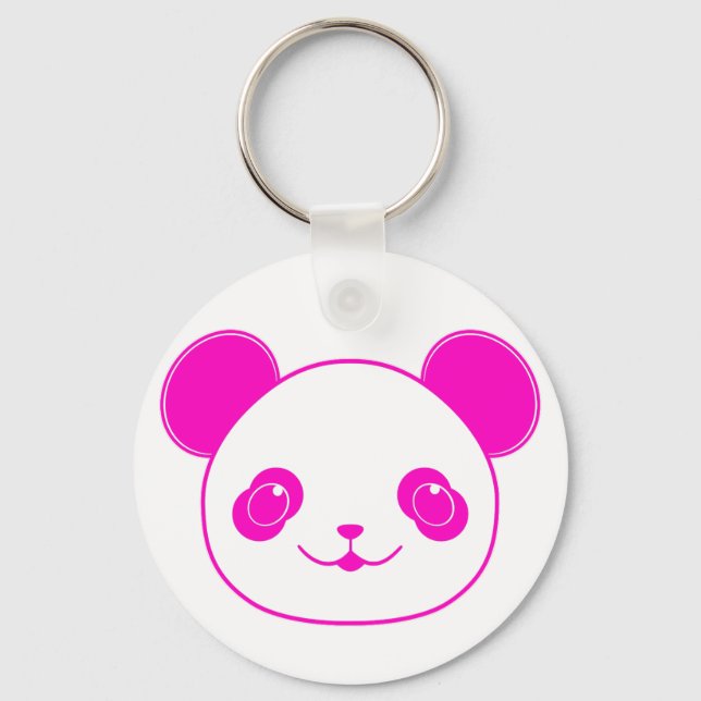 Pink Kawaii Panda Bear Key Ring (Front)