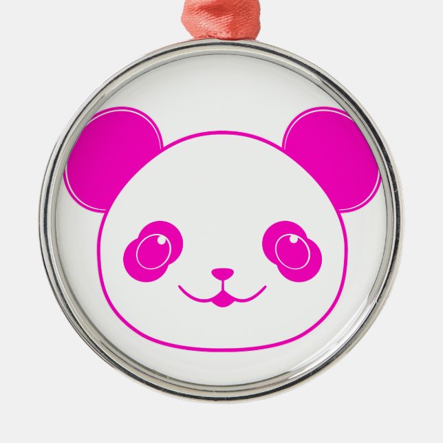 Pink Kawaii Panda Bear Metal Tree Decoration (Front)