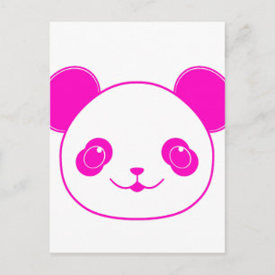 Pink Kawaii Panda Bear Postcard