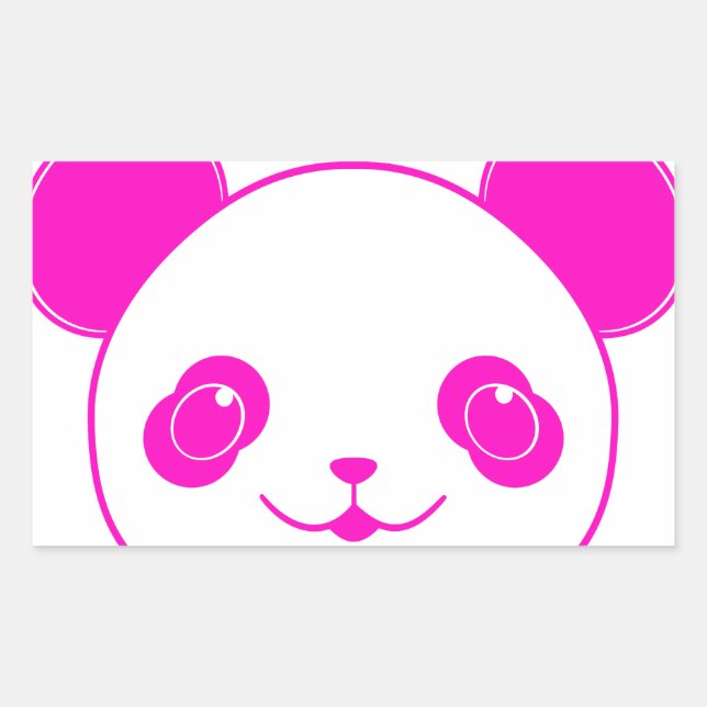 Pink Kawaii Panda Bear Rectangular Sticker (Front)